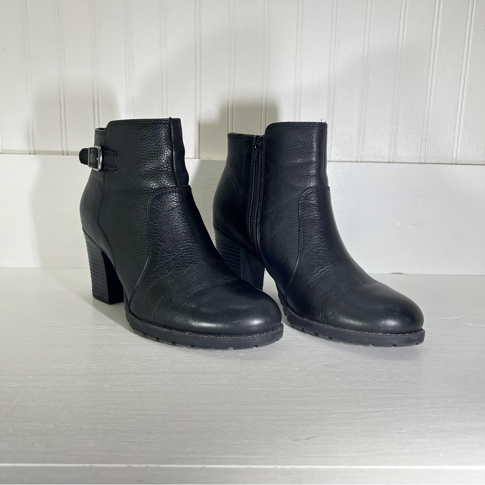 Clarks Collection Black Leather Ankle Boots Ultimate Comfort Size 8